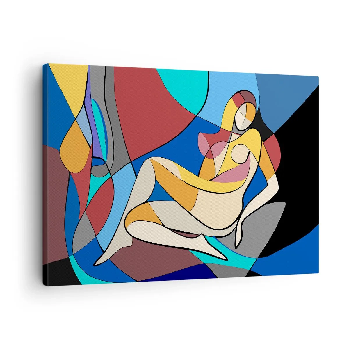 Schilderen op canvas - Kleurrijk naakt in kubistische stijl - 70x50cm - Kubistisch naakt - Moderne wanddecoratie voor woonkamer en slaapkamer ARTTOR