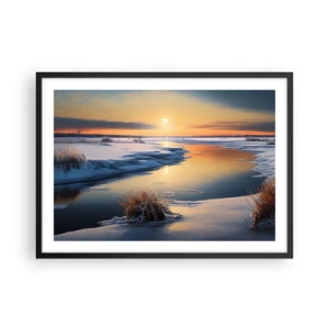 Poster in een zwarte lijst - Winterse zonsondergang - 70x50 cm