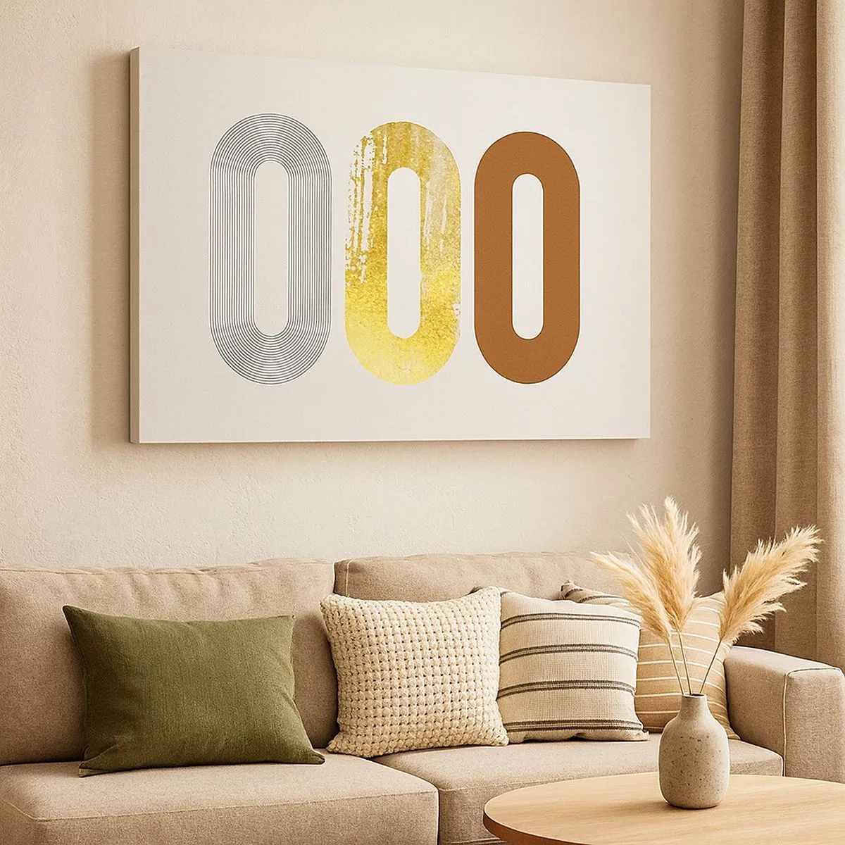 Schilderen op canvas - Abstract motief van drie geometrische vormen - 70x50cm - Oooo! - Moderne wanddecoratie voor woonkamer en slaapkamer ARTTOR