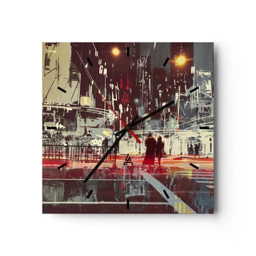 Wandklok - Klok - Een grote stadsoversteek - 40x40 cm