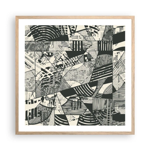 Een poster in een licht eiken lijst - De dynamiek van nu - 60x60 cm
