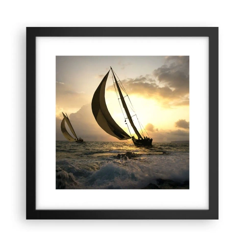 Poster in een zwarte lijst - Met de wind en tegen de wind - 30x30 cm