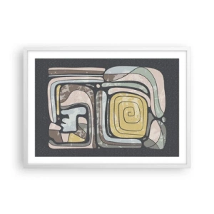 Poster in een witte lijst - Abstractie in de precolumbiaanse geest - 70x50 cm