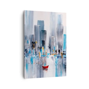 Schilderen op canvas - Een metropool aan de baai - 70x100 cm