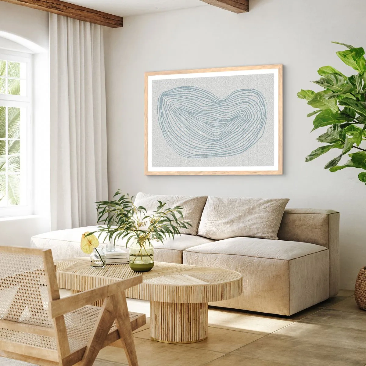 Een poster in een licht eiken lijst - De glimlach van één druppel - 91x61 cm