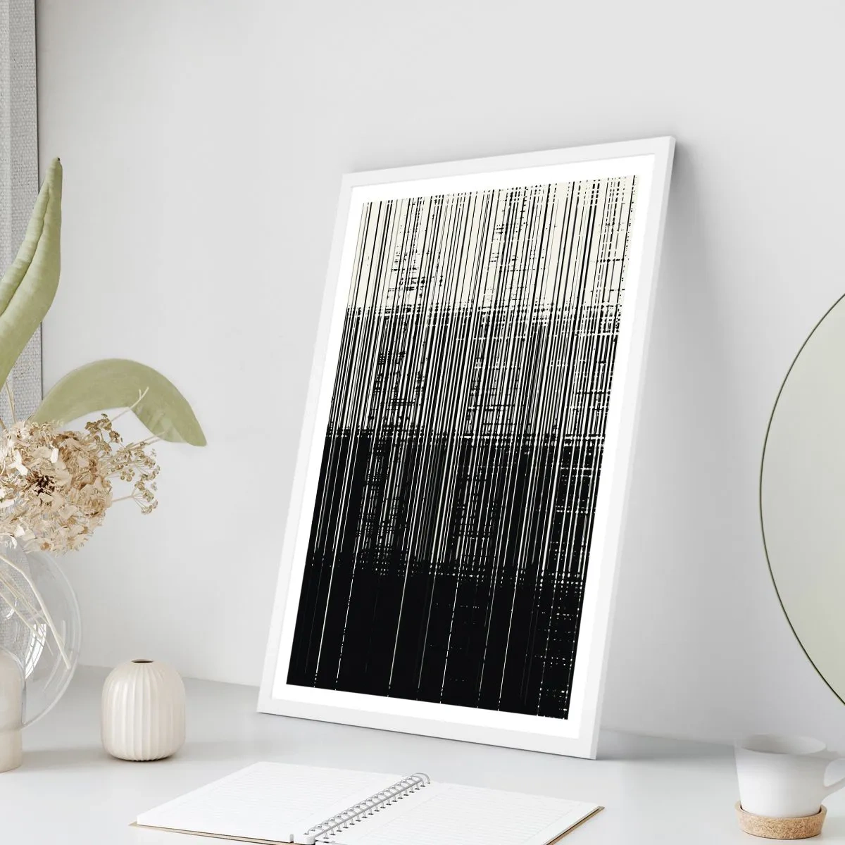 Poster in een witte lijst - Golven en vibraties - 70x100 cm