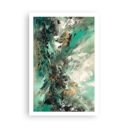 Poster - Emerald en zwarte branding - 61x91 cm