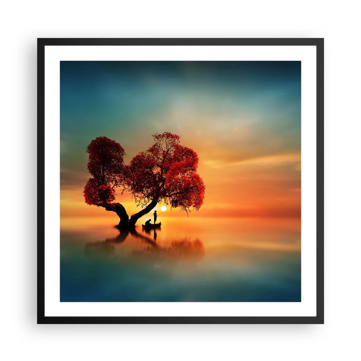 Poster in een zwarte lijst - Afstanders en de stilte van de wereldlozen - 60x60 cm