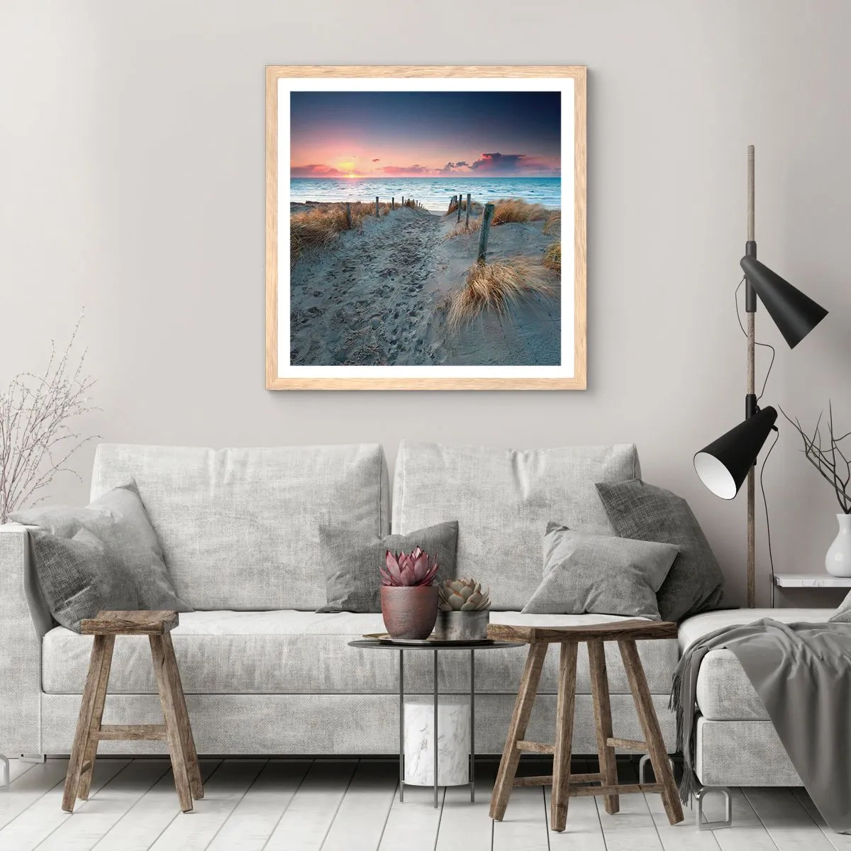 Een poster in een licht eiken lijst - Je liet een regenboog van licht stralend... - 60x60 cm