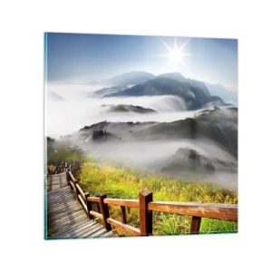 Schilderen op glas - Geweven van schittering en mist - 50x50 cm