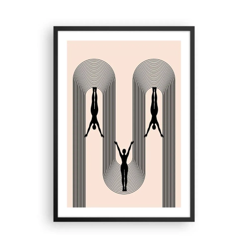 Poster in een zwarte lijst - Minimalistische silhouetten in een geometrische compositie - 50x70cm - Op zijn kop - Moderne wanddecoratie voor woonkamer en slaapkamer ARTTOR