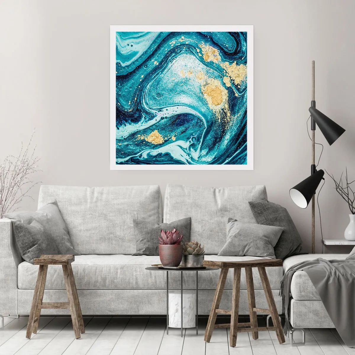 Poster - Blauwe draaikolk - 60x60 cm