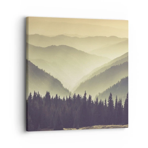 Schilderen op canvas - Achter de zeven bergen... - 30x30 cm