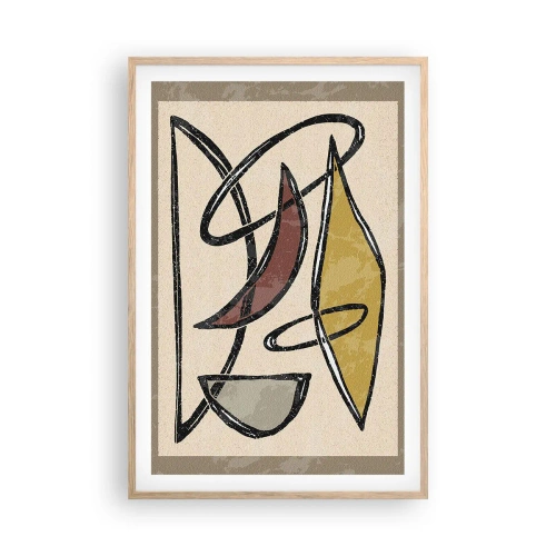 Een poster in een licht eiken lijst - Verticale en horizontale lijnen - 61x91 cm