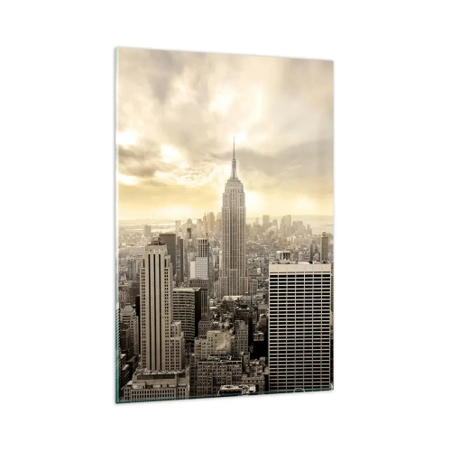 Schilderen op glas - New York geweven van grijs - 80x120 cm