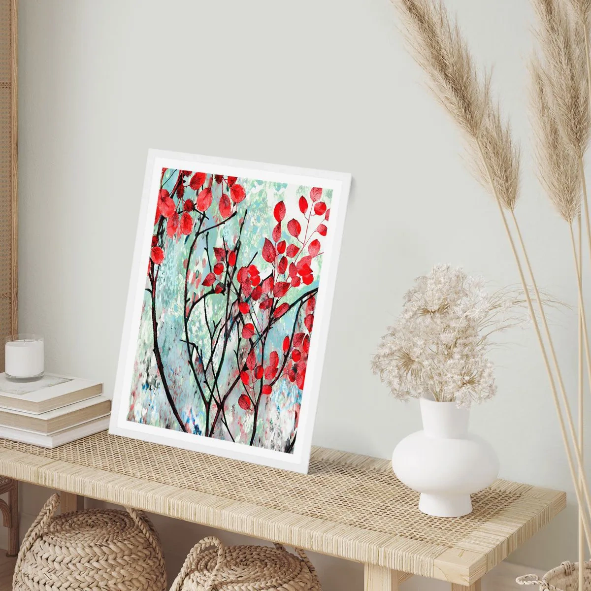 Poster in een witte lijst - Boom in scharlaken - 61x91 cm
