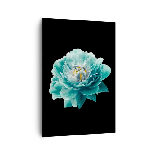 Schilderen op canvas - Blauwe en gouden bloemblaadjes - 70x100 cm