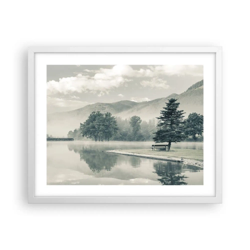 Poster in een witte lijst - Het meer slaapt nog - 50x40 cm