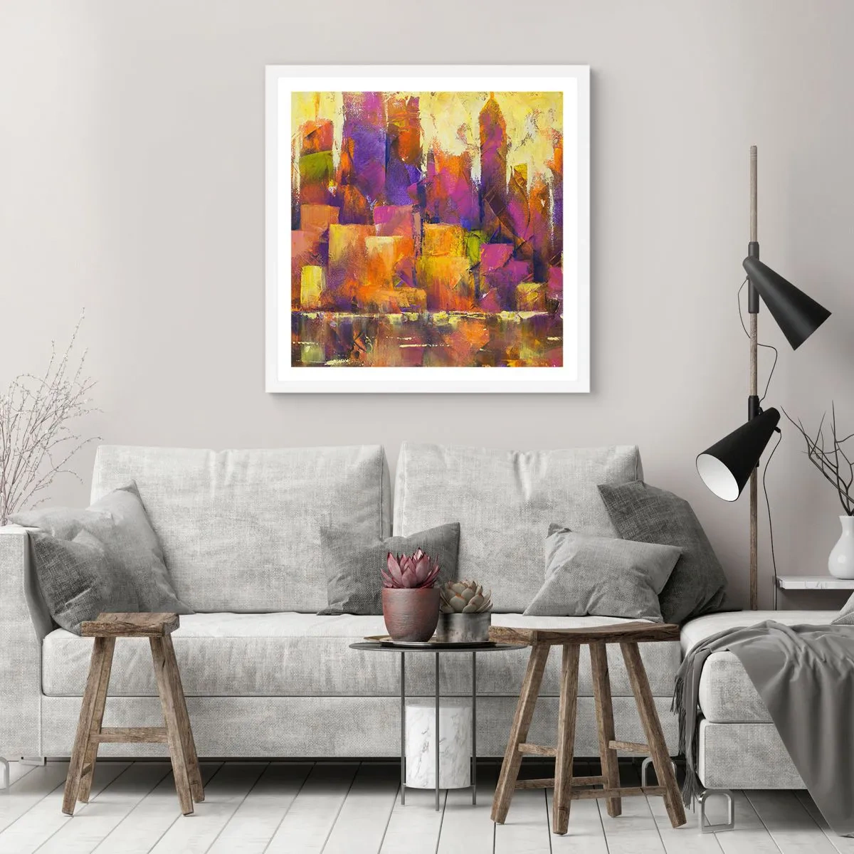 Poster in een witte lijst - Metropolitan compositie - 30x30 cm