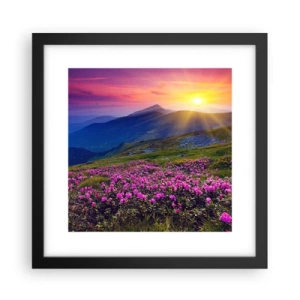 Poster in een zwarte lijst - … En eromheen ruikt het naar bergdennen en de geur van kruiden - 30x30 cm