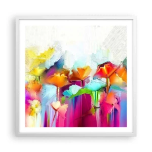 Poster in een witte lijst - De regenboog is tot bloei gekomen - 60x60 cm
