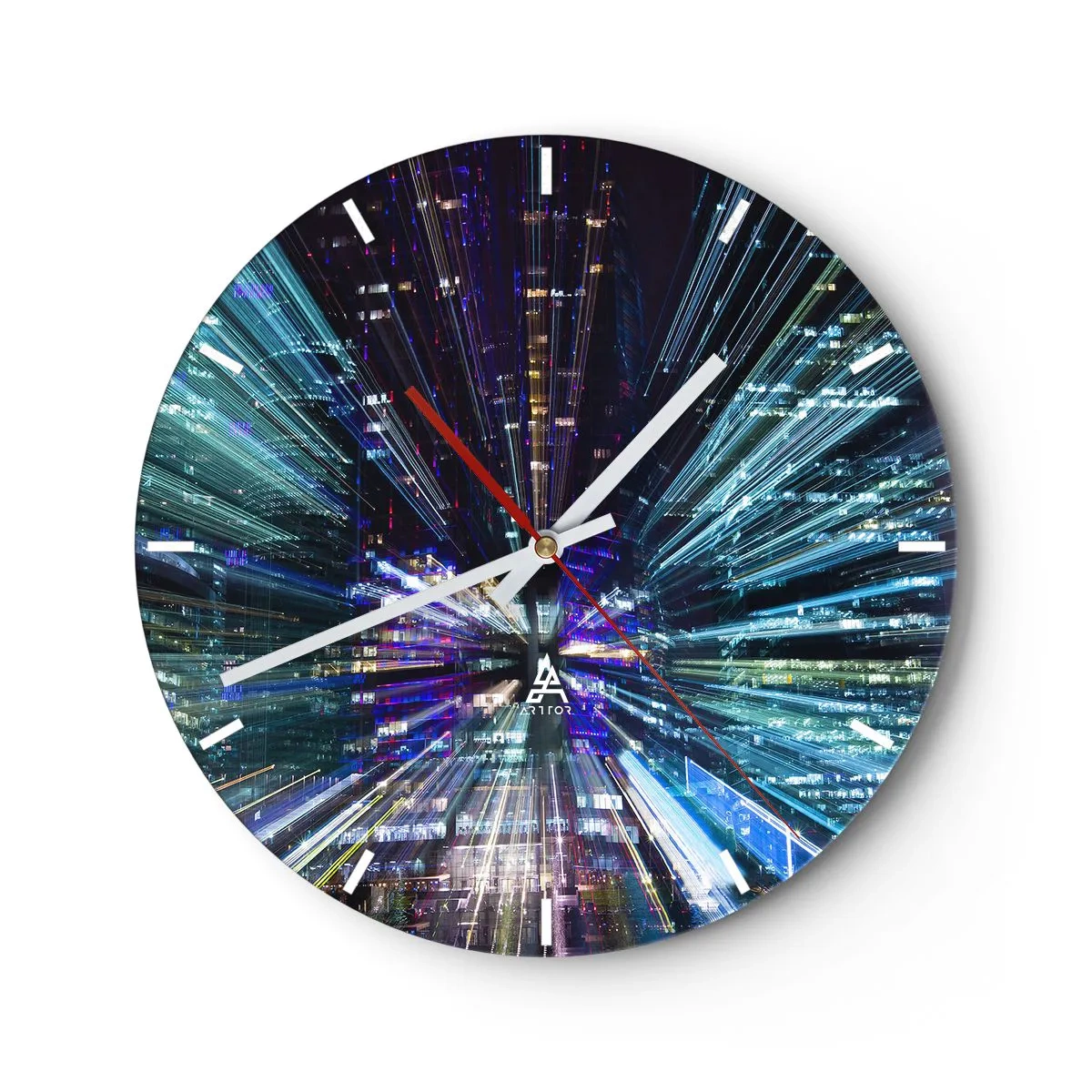 Wandklok - Klok - Dynamische stadslichten creëren een snelheidseffect - 30x30cm - Overgang naar hyperspace - Moderne wanddecoratie voor woonkamer, keuken en slaapkamer ARTTOR