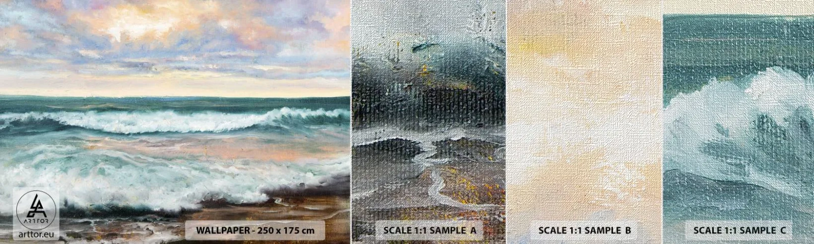 Fotobehang Monster Premium Canvas - Hier maak je je ziel glad - Landschap, Zee, Kust - 100x30 cm