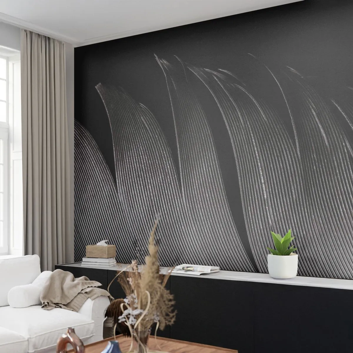 Fotobehang Standard Eco - Een veer - prachtig ontwerp - Pen, Minimalisme, Lichtheid - 150x105 cm