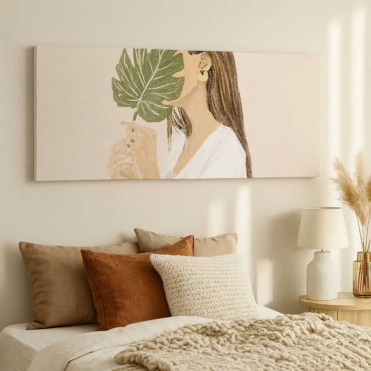 Schilderen op canvas - Mysterieus portret met een waaier - 30x30 cm