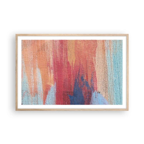 Een poster in een licht eiken lijst - Ren door de regenboog - 91x61 cm