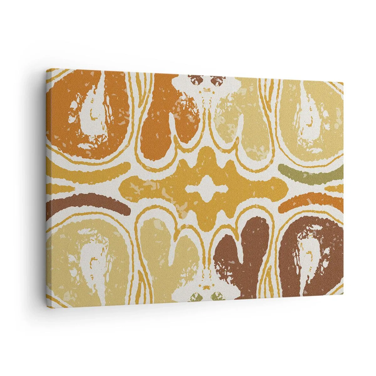 Schilderen op canvas - Warme abstracte patronen in geel en bruin - 70x50cm - Sentimentele abstractie - Moderne wanddecoratie voor woonkamer en slaapkamer ARTTOR