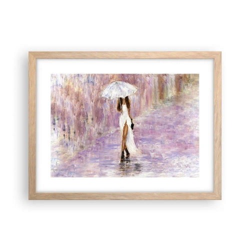 Een poster in een licht eiken lijst - In de lila regen - 40x30 cm