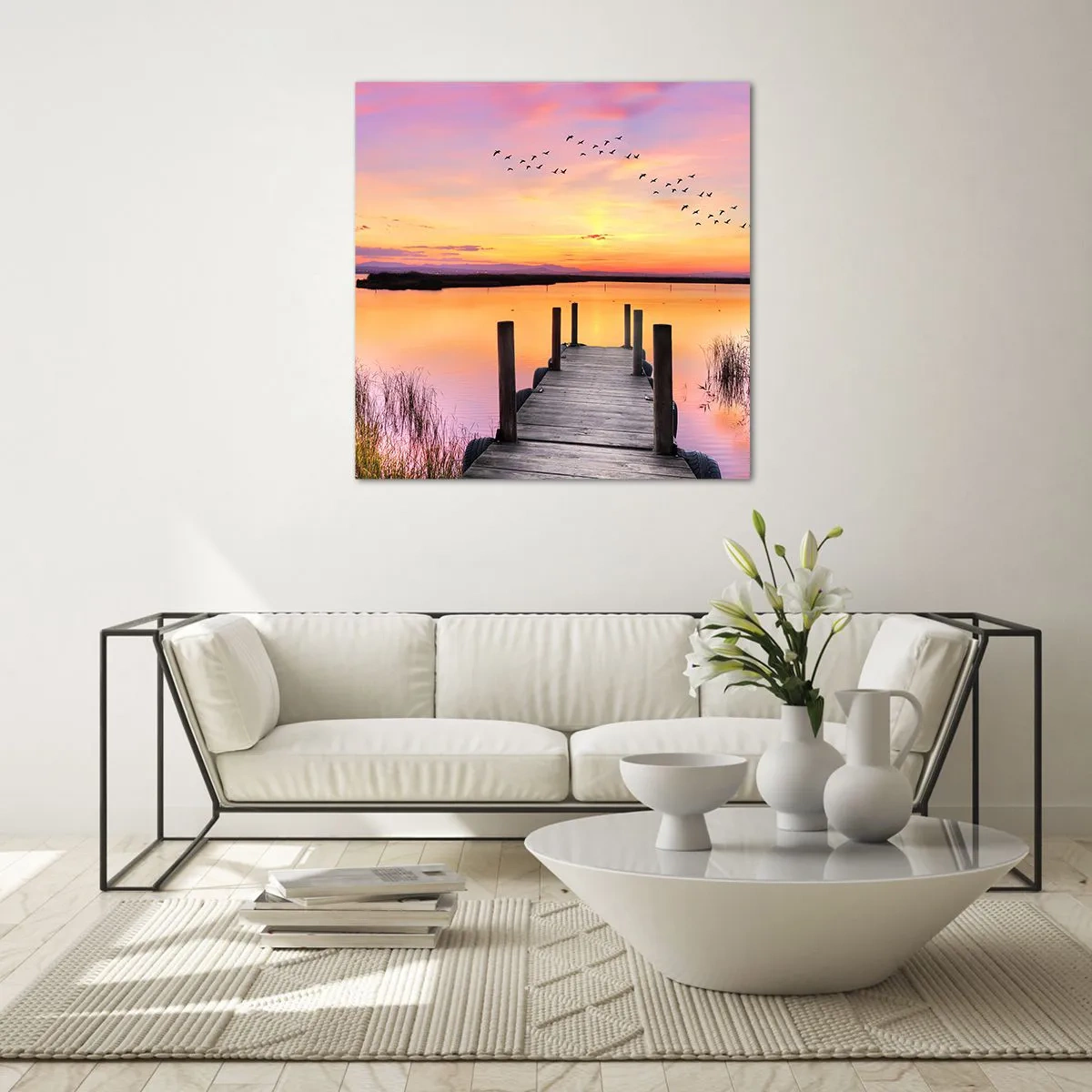 Schilderen op glas - Violet stille dageraad - 70x70 cm