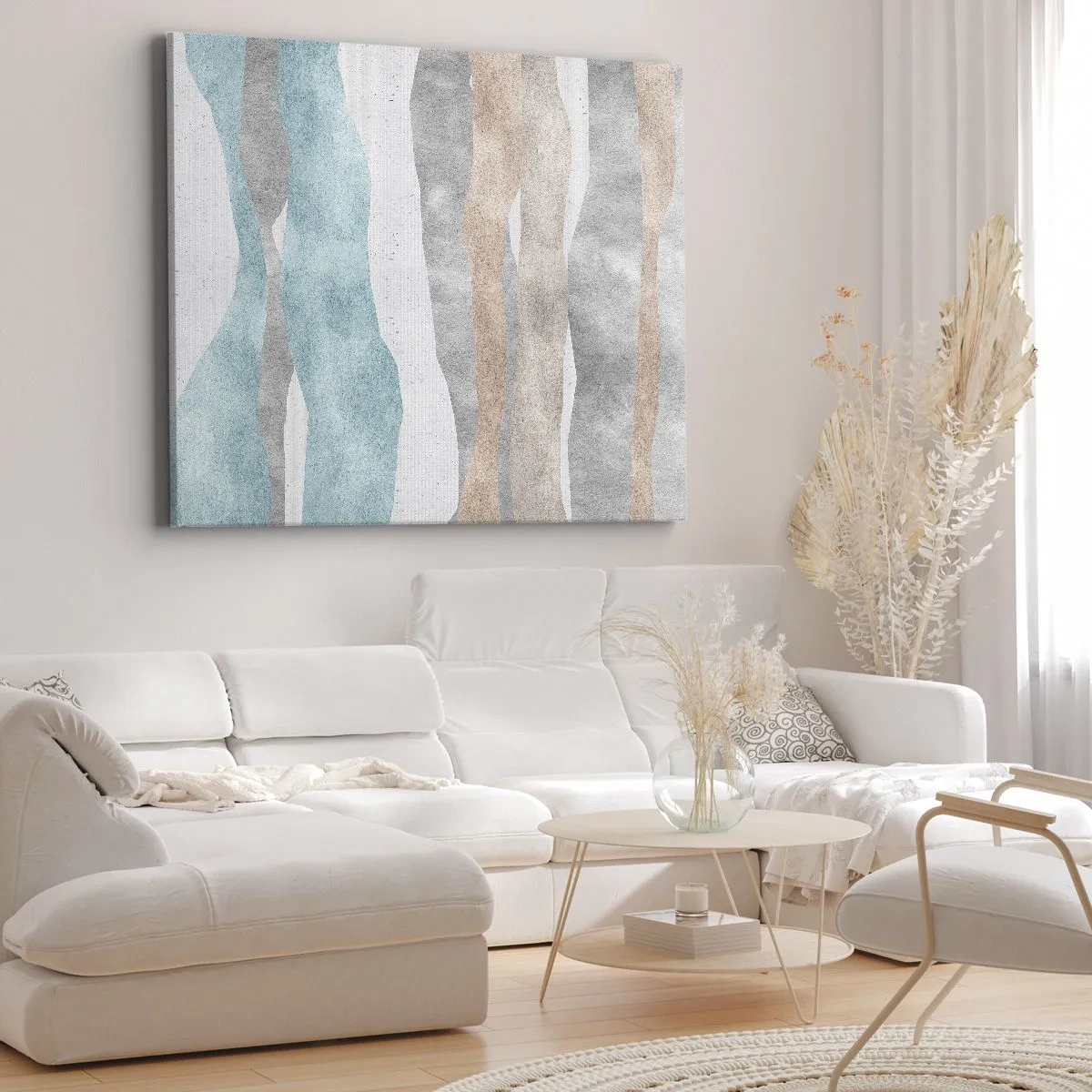 Schilderen op canvas - Abstracte strepen in pasteltinten - 70x50cm - Een studie van nabijheid - Moderne wanddecoratie voor woonkamer en slaapkamer ARTTOR