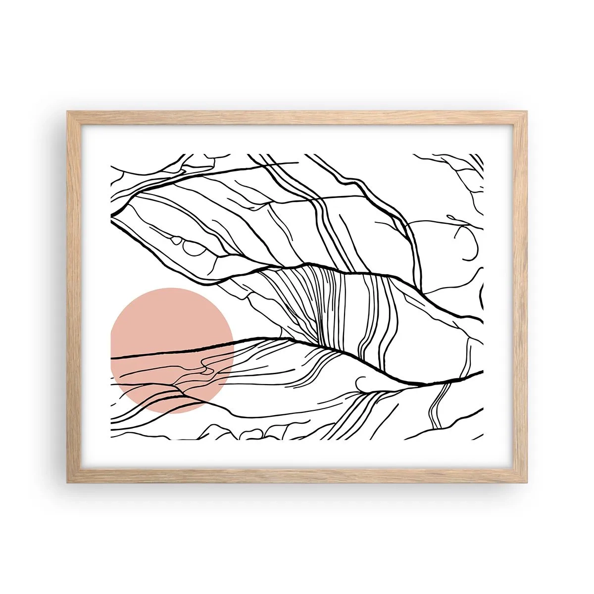 Een poster in een licht eiken lijst - In een web van twijgen - 50x40 cm