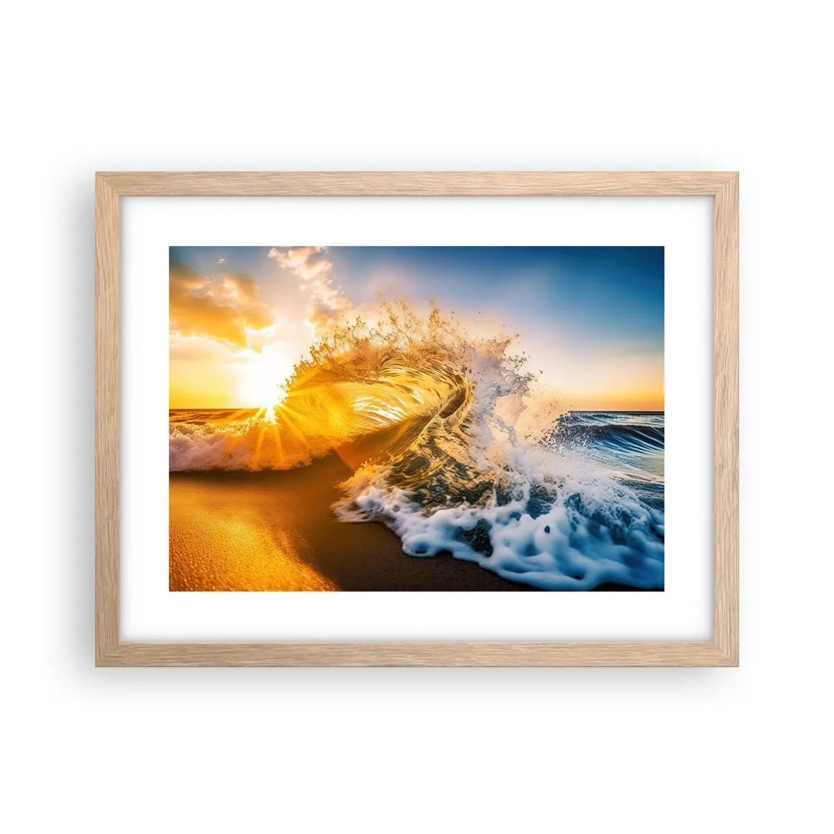 Een poster in een licht eiken lijst - Plezier in het zand - 40x30 cm