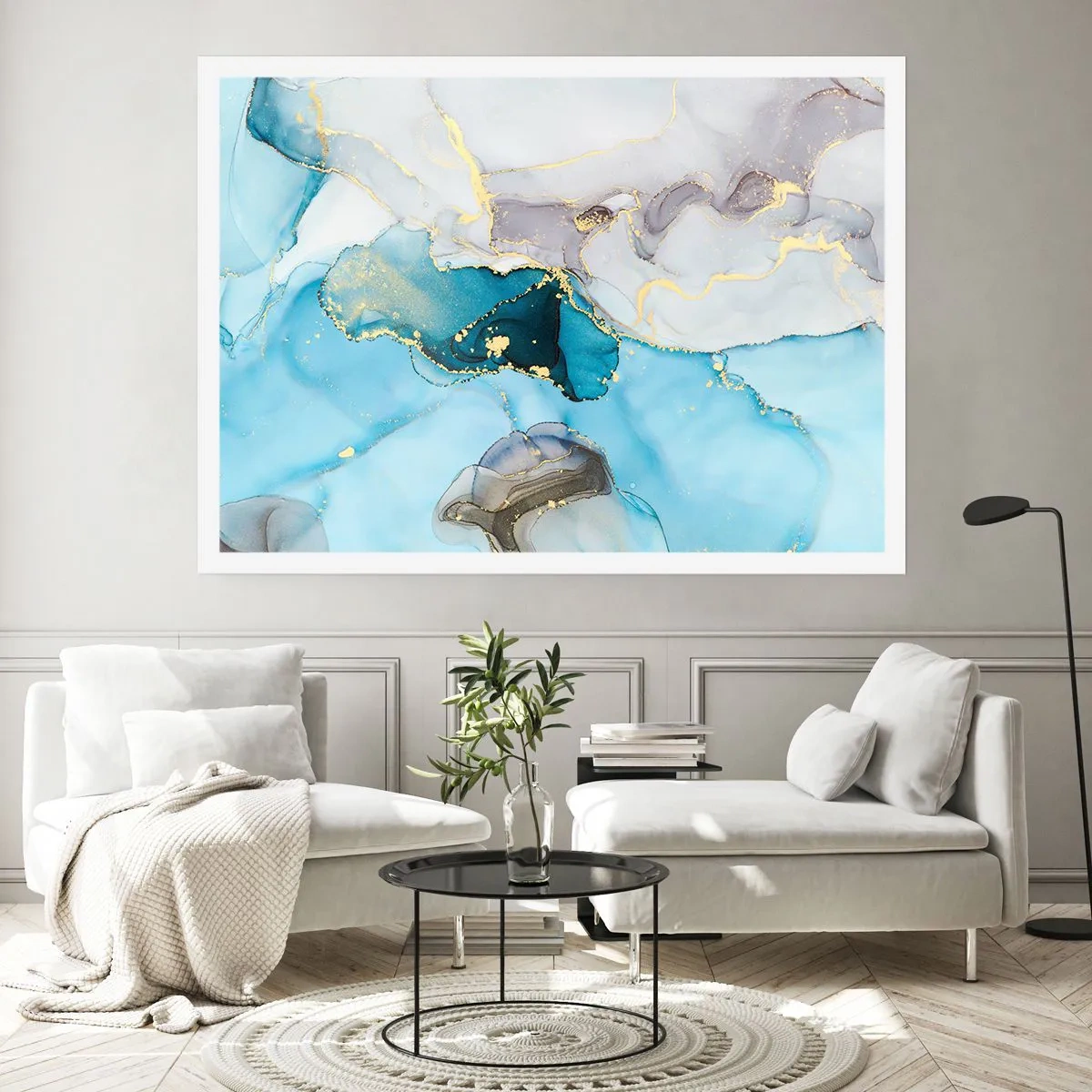 Poster - Een studie van de ontmoeting van grijs en turkoois - 91x61 cm