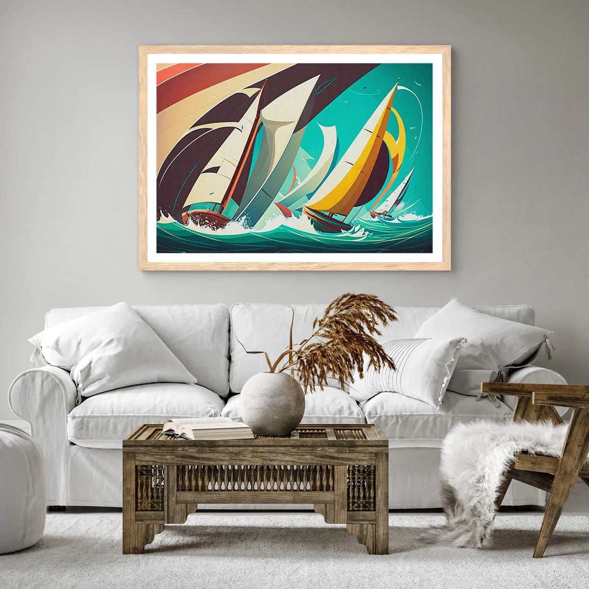 Een poster in een licht eiken lijst - Met elementen als een broer - 91x61 cm