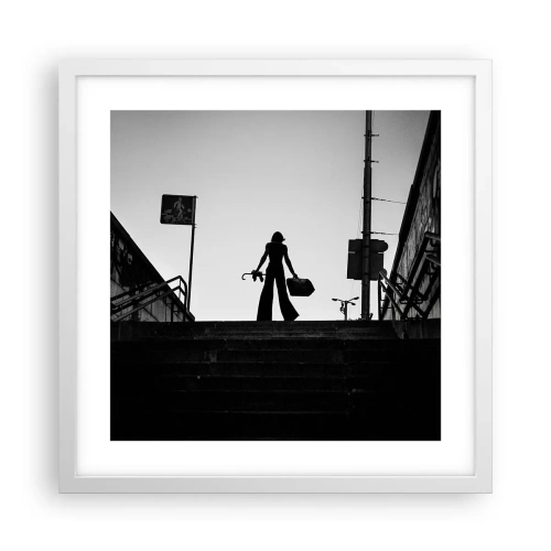 Poster in een witte lijst - Stedelijk dwalen - 40x40 cm