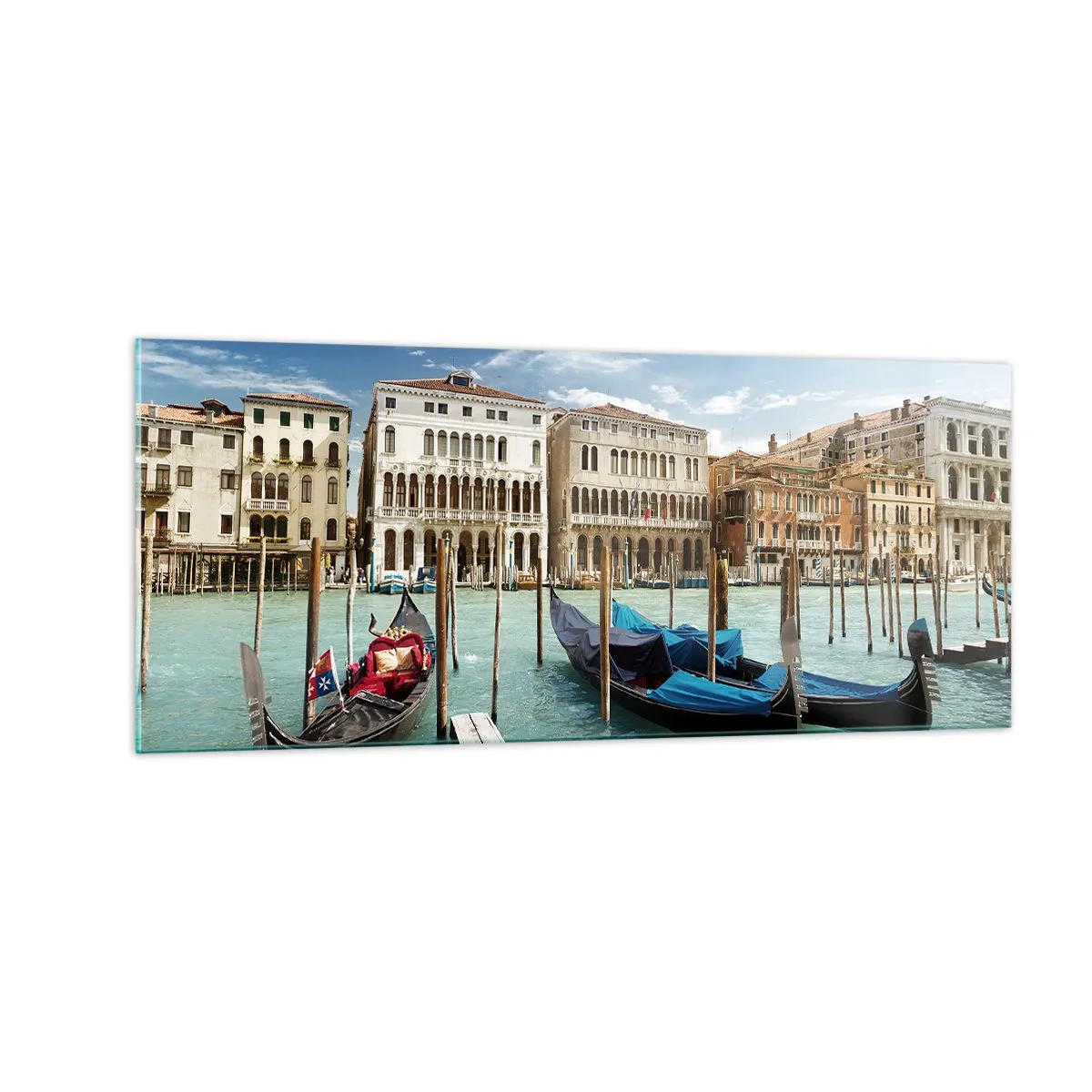 Schilderen op glas - Paleizen in het blauw - 100x40 cm