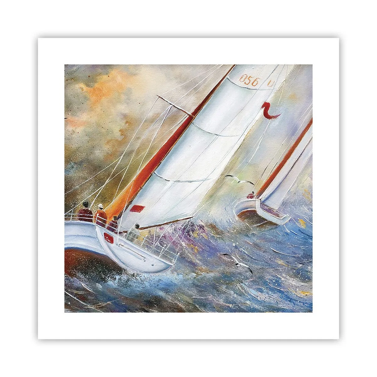 Poster - Lopend op de golven - 40x40 cm