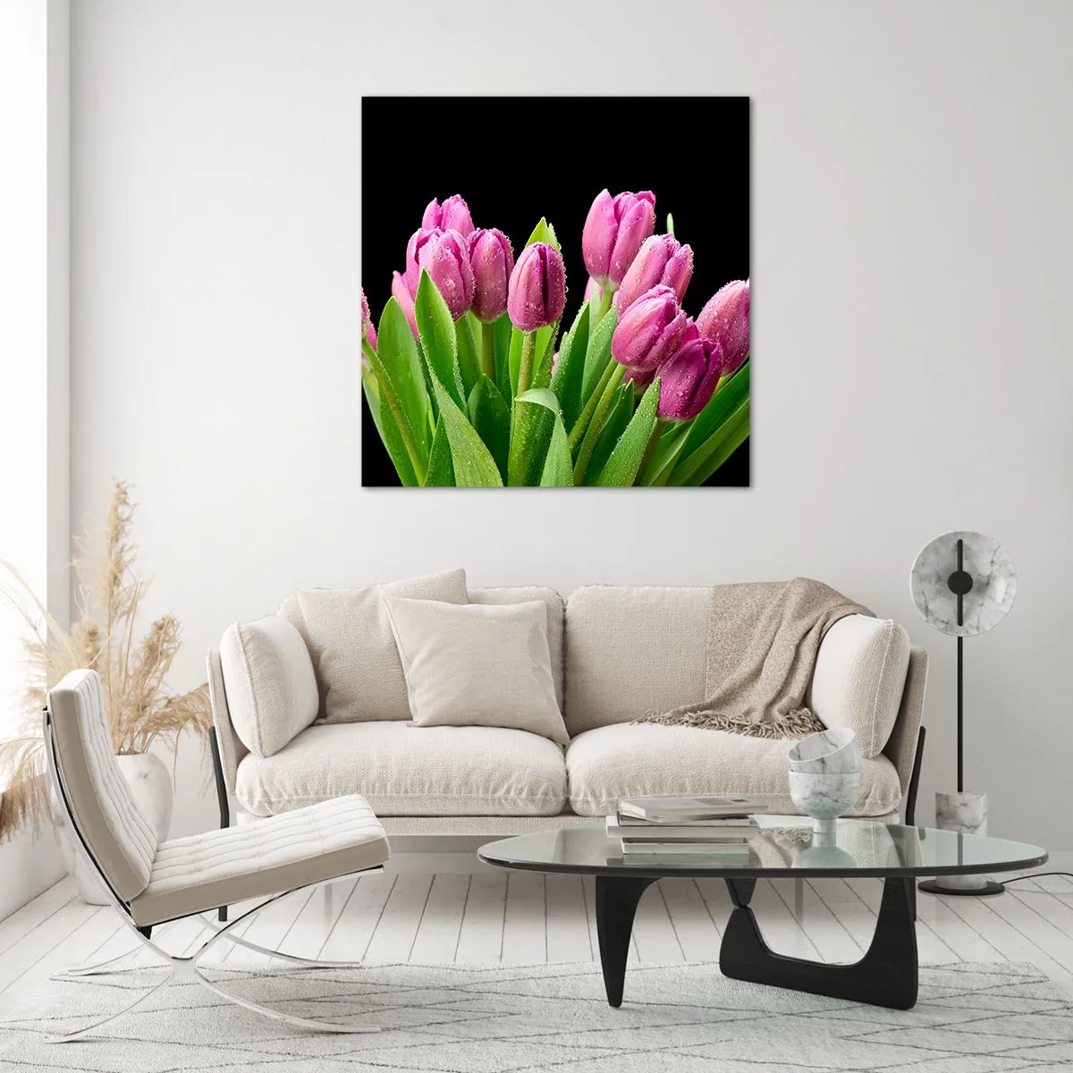 Schilderen op glas - Lila vreugde van de lente - 50x50 cm