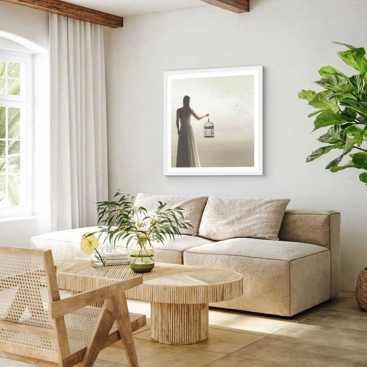 Poster in een witte lijst - Wees vrij - 60x60 cm