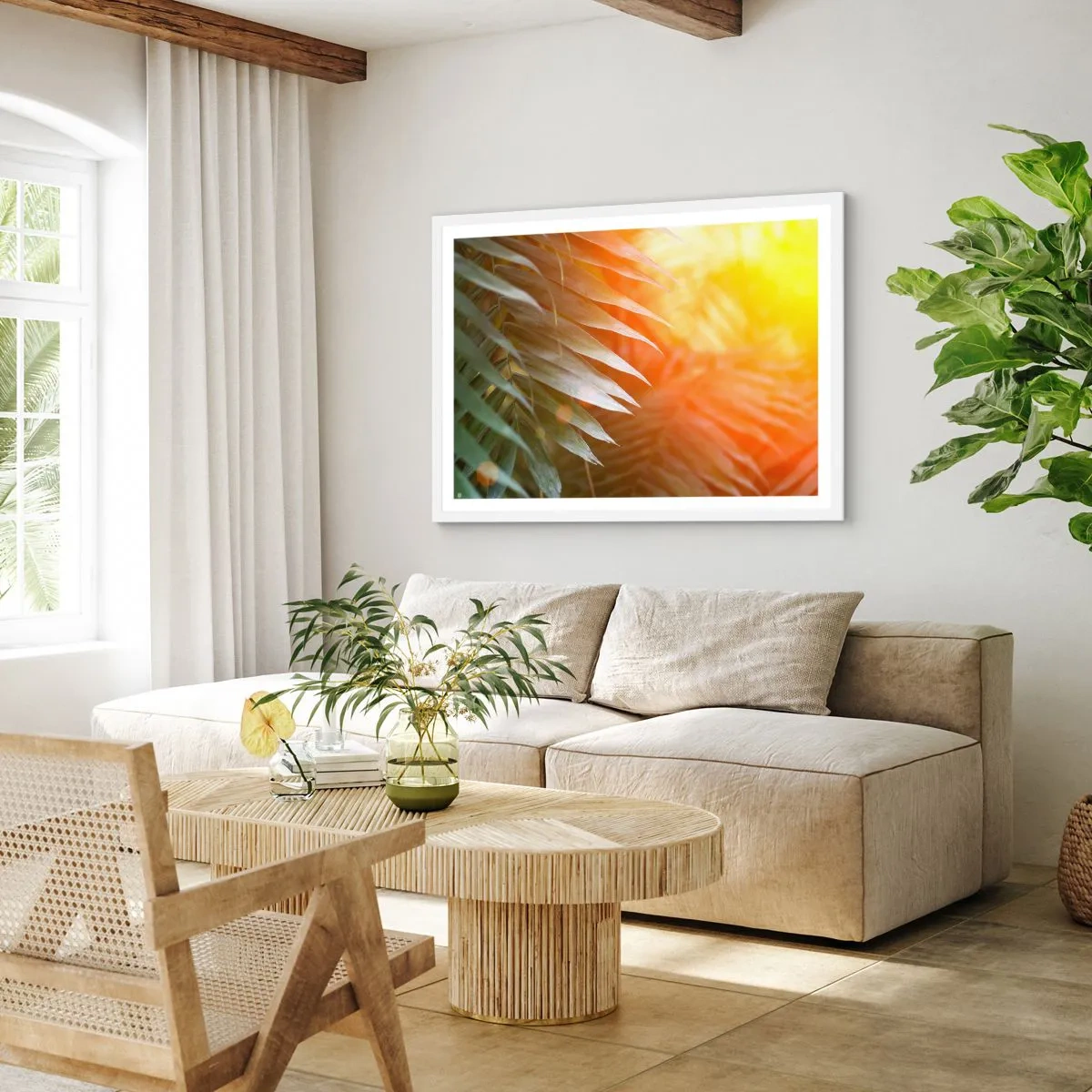 Poster in een witte lijst - Ochtend in de jungle - 40x30 cm