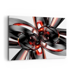 Schilderen op canvas - Beweging in grafiet en rood - 100x70 cm