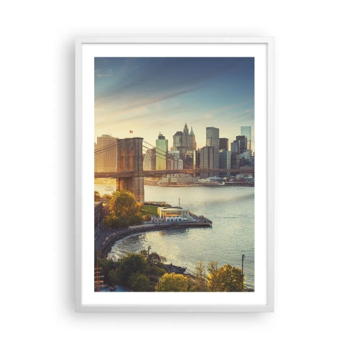 Poster in een witte lijst - Dageraad in de grote stad - 50x70 cm