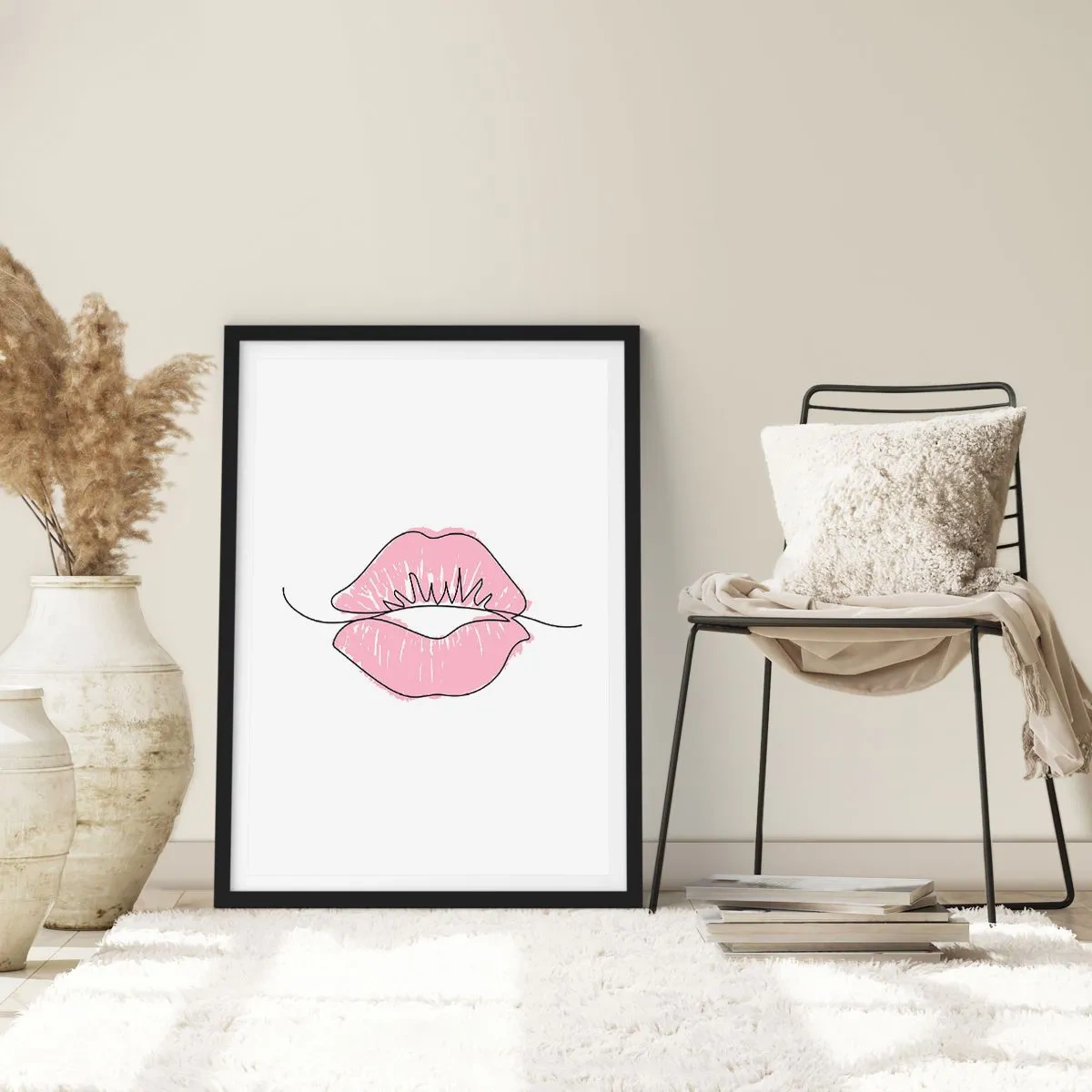Poster in een zwarte lijst - Klaar om te kussen? - 61x91 cm
