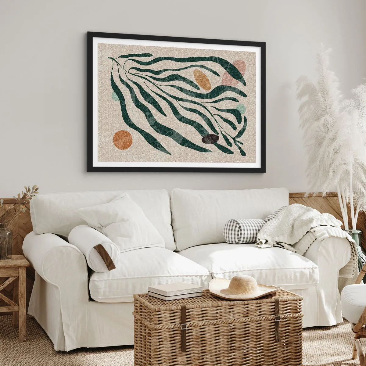 Poster in een zwarte lijst - Tussen het groen - 70x50 cm