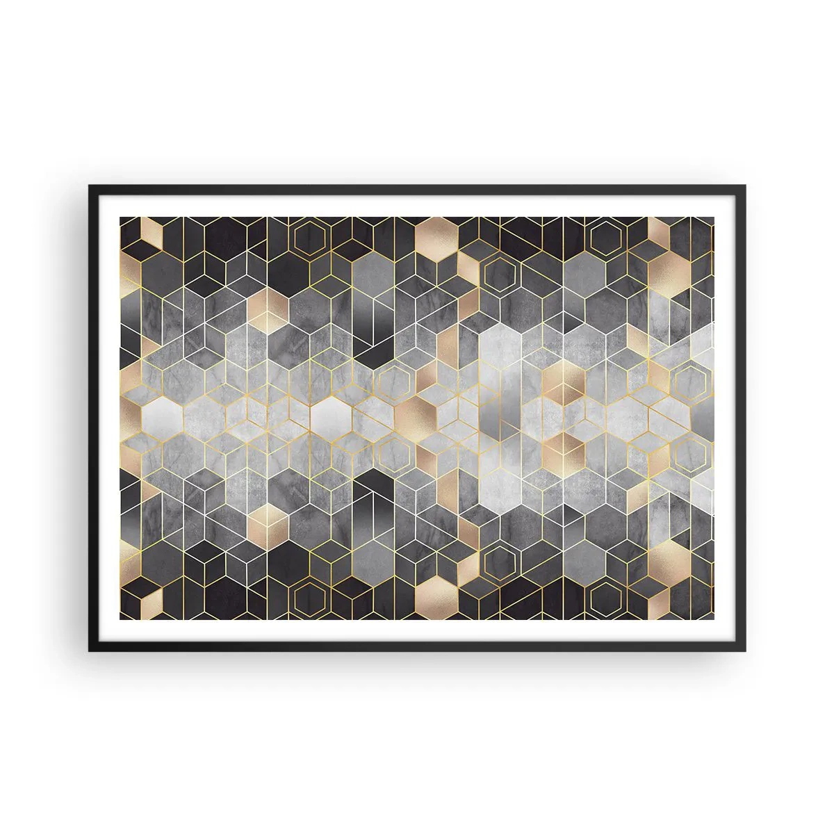 Poster in een zwarte lijst - Diamant samenstelling - 100x70 cm