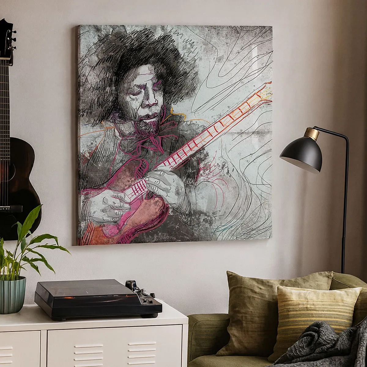 Schilderen op canvas - Op de golven van muziek - 30x30 cm